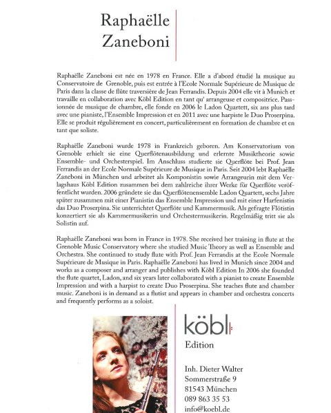 Zaneboni, Raphaelle - Kleine Suite Opus Voyage (Flute/Guitar) Koebl