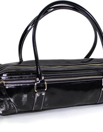 FluterScooter - Black Patent leather flute bag