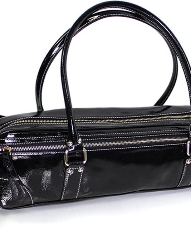 FluterScooter - Black Patent leather flute bag
