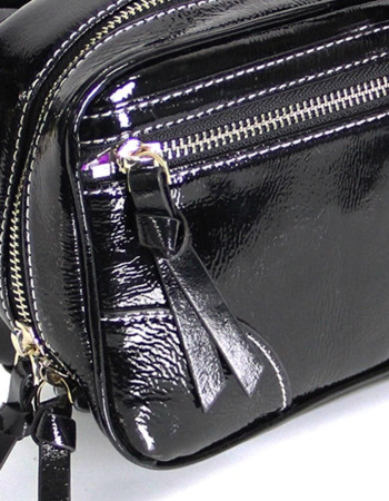 FluterScooter - Black Patent leather flute bag